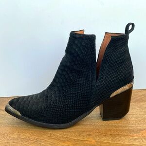 Jeffrey Campbell CROWELL Boot - Black Textured Suede Ankle Boots